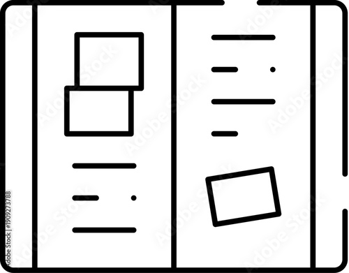 Open album illustrating a visual diary or scrapbook, creating a record of cherished moments and documenting personal experiences with pictures and text