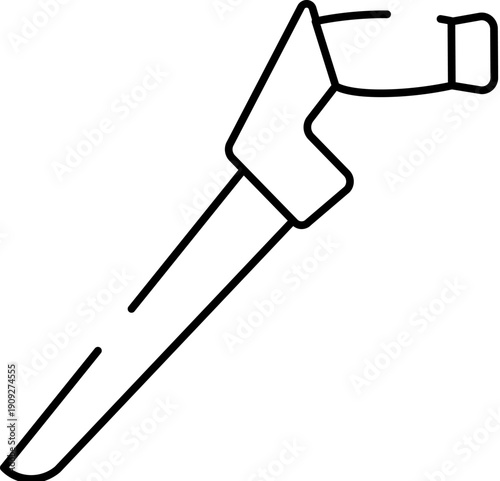 Electric leaf blower line art icon showing a handheld electric garden tool with nozzle and handle, minimal outline for yard cleanup, fall debris clearing, and landscaping work