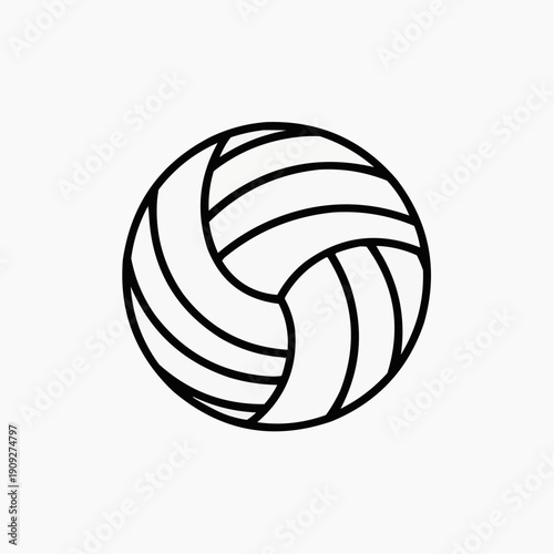 Minimalist outline of a volleyball in black and white design  