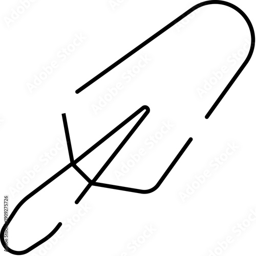 Garden trowel presenting a simple black outline minimal icon or symbol, representing a common hand tool used for planting, digging, and gardening activities