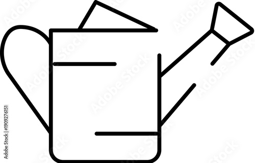 Black outline watering can icon depicting a garden tool for cultivating plants, providing hydration, and nurturing growth, useful for horticulture and agricultural concepts