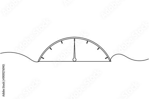 Analytics speed indicator icon continuous one line drawing single art on white background minimalist performance meter gauge symbol outline vector illustration