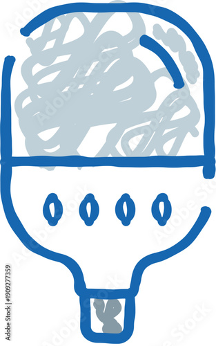 Doodle style light bulb generating innovative thought, symbolizing intelligence, logical thinking, and the spark of inspiration in business and education
