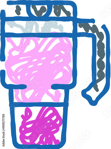 Blender mixing colorful ingredients into a healthy smoothie in a playful hand drawn doodle style, vibrant kitchen appliance illustration on white background, fresh drink concept