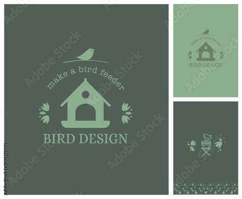 image de marque, logo, emblème, enseigne, pour créateur de mangeoires, abris, nichoir et cabanes à oiseau des jardins, protection faune, espèces protégées, designer 