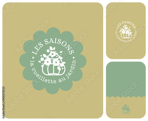image de marque, logo, emblème, enseigne pour artisan fleuriste, créateur de bouquet, jardinerie, pépiniériste, atelier végétal, vendeur ambulant, plantes de saisons, local, biologique, botanique