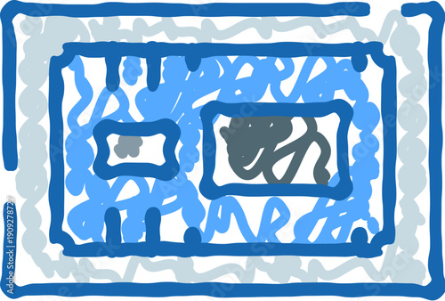 Computer microchip processing digital information and data, representing modern technology, hardware architecture, and electronic components in a doodle style illustration