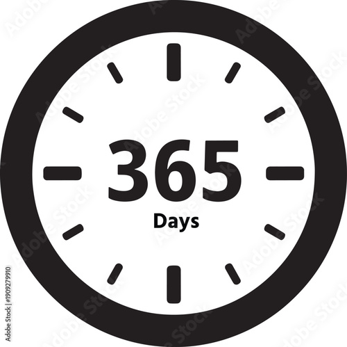 365 Days Clock Icon – Annual Time Symbol