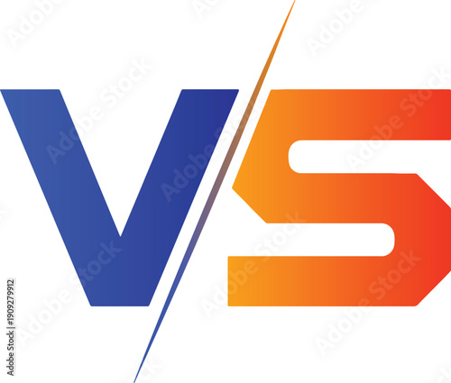 Blue and Orange VS Vector Illustration, Competition and Comparison Symbol