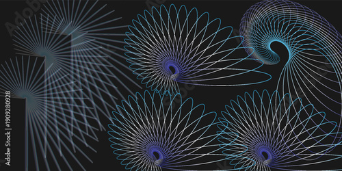 Set of speed lines in circle form. Radial speed Lines in Circle Form for comic books. Technology round Logo. Black thick halftone dotted speed lines.