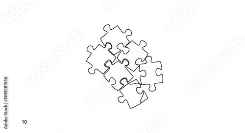 Cluster of interlocking puzzle pieces, simple line drawing