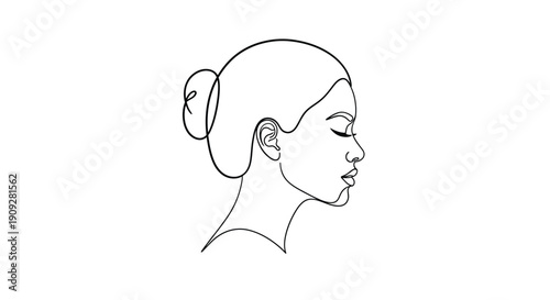 Minimalist single line portrait of a woman's profile