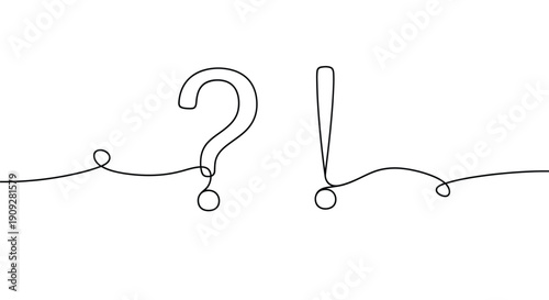 Question mark and exclamation point single line design