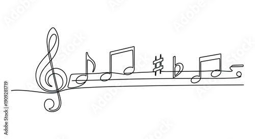 Musical Notes Line Art - Music and Melody Concept