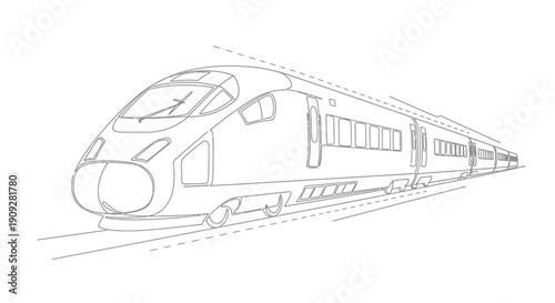 High-Speed Train Line Art - Transportation and Travel