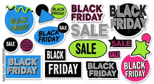 Black Friday Sale Stickers Assortment - Shopping Promotion Labels & Badges