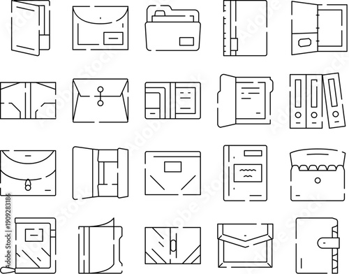 Office supplies collecting and organizing various documents, files, binders, envelopes, and paperwork for efficient business management and storage solutions