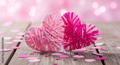 Love Hearts Shine Brightly Amidst Pink Confetti