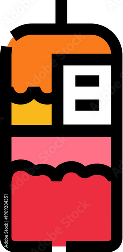 Urine sample with diagnostic test strip held over collection tube in lab setting for urinalysis, health screening and clinical testing to detect substances, infection or metabolic issues