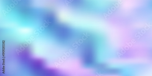 Holographic gradient backdrop featuring fluid silk ribbons in blue and teal. Abstract pearl textures blend with soft pastel curves, creating a futuristic design with luminous light patterns.