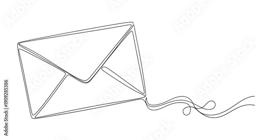 Envelope with Ribbon - Continuous Line Drawing