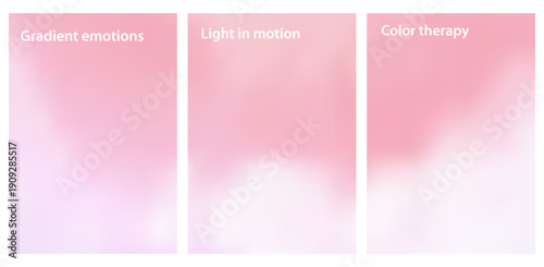 Pastel gradient set featuring pink sunset clouds in soft colors. Dreamy sky backdrop ideal for watercolor designs, fashion projects, and warm aesthetic compositions. Vector illustration.