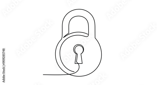 Classic padlock symbol, simple black and white line drawing