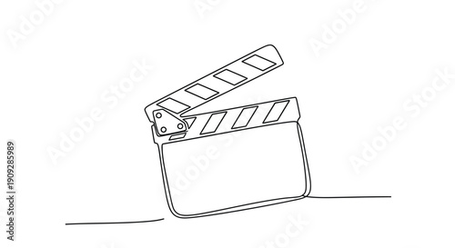 Movie Clapper Board Continuous Line Art on White