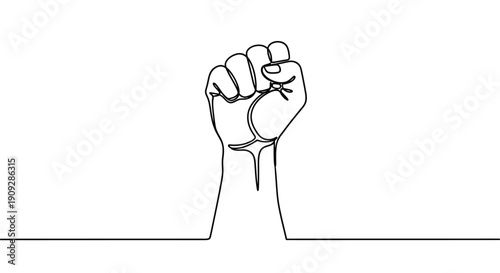 Single Fist Raised in Power and Determination