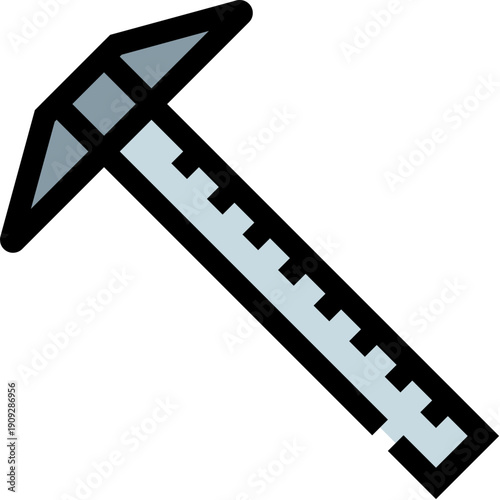 Pickaxe tool icon with a handle and sharpened head, perfect for illustrating concepts of mining, excavation, resource exploration, manual labor, construction, and hard work in various industries