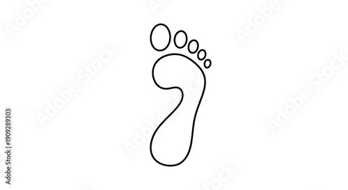 Single line footprint, minimal art, walking, journey, step, isolated