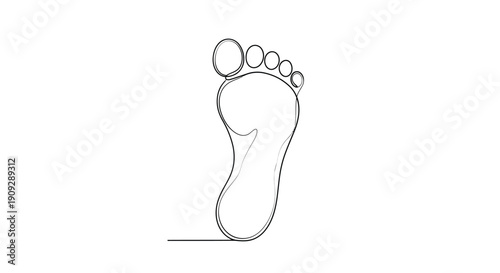 One continuous line footprint, modern art, journey, sole imprint, simple