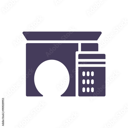 Solid European Bank Building icon with euro coin represents EU economy finance institution and central banking policy symbol
