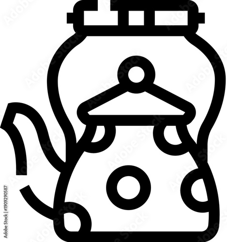 Teapot with a polka dot pattern and lid, representing kitchenware for boiling water or brewing tea, an essential domestic item for serving warm drinks