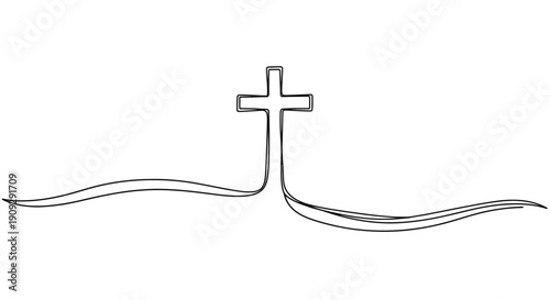 Christian Cross Line Art - Symbol of Faith, Hope, and Religion
