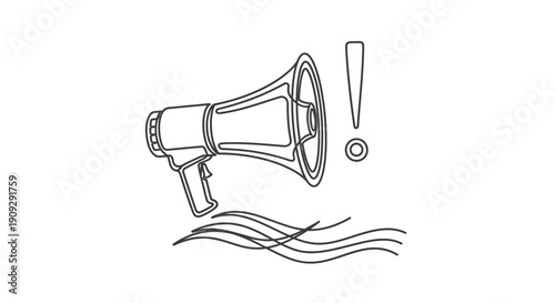 Megaphone Line Drawing - Announcement, Promotion, and Communication