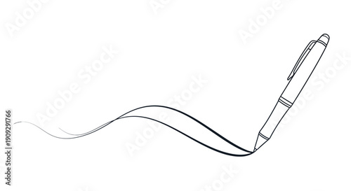 Pen Drawing a Wavy Line - Writing, Creativity, and Artistry