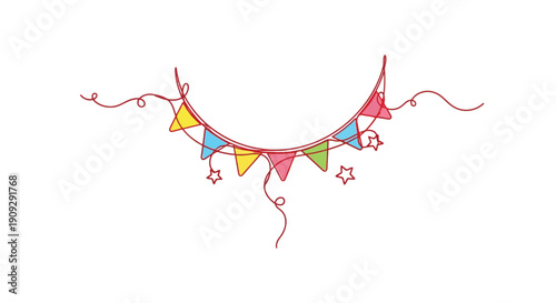 Colorful Party Bunting Line Art - Celebration and Festive Mood