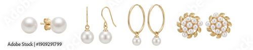 Pearl earrings set.