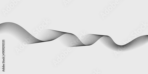Abstract wave element for design. Digital frequency track equalizer. Stylized line art background. Vector illustration. Wave with lines created using blend tool. Curved wavy line, smooth stripe.