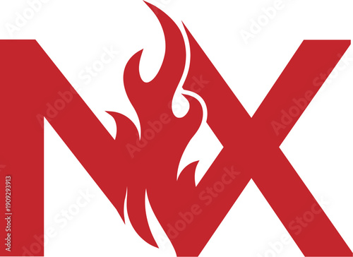 Letter NX fire logo