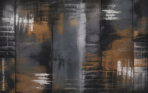Rusty Industrial Texture: A striking visual narrative of industrial decline, where aged bricks and weathered metal coalesce into a tapestry of decay and resilience.