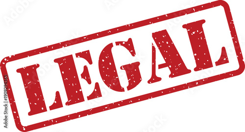 Red textured rubber stamp prominently displaying the word LEGAL on a clean white background