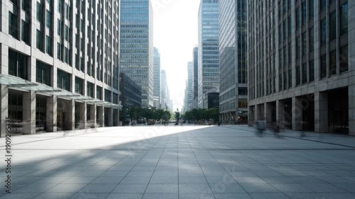 Wallpaper Mural Modern Cityscape with Tall Buildings and Pedestrians. Torontodigital.ca