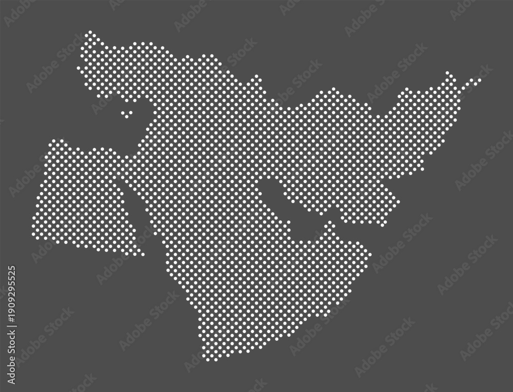 Fototapeta premium Middle East map dot on gray background. Dotted map of Middle East for your design. Vector eps10.