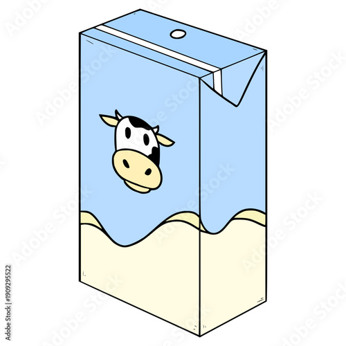 milk carton ready to drink illustration hand drawn isolated vector