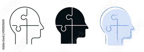 Mental Organization icon set. Mental health, digital wellbeing concept. Line, solid color or black symbol for web or UI. Perfect for apps or digital platforms. Editable vector stroke illustration.