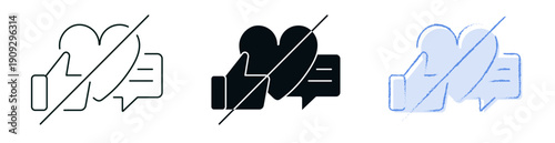 Social Media Detox icon set. Mental health and digital wellbeing concept. Line, solid color or black symbol for web and UI. Perfect for apps and digital platforms. Editable vector stroke illustration.