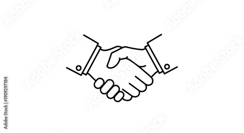 Business handshake icon, partnership agreement, trust, cooperation, success, vector illustration