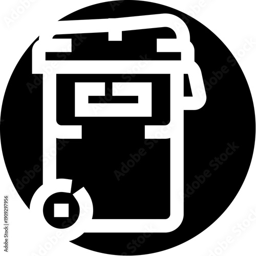 Recycling bin icon representing waste disposal and environmental sanitation, focusing on sustainability practices and rubbish management within a circular economy framework